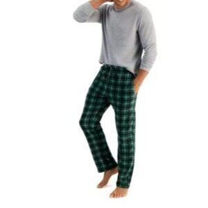 NWT Hanes Mens Micro Fleece Sleep Pants Green Plaid Medium